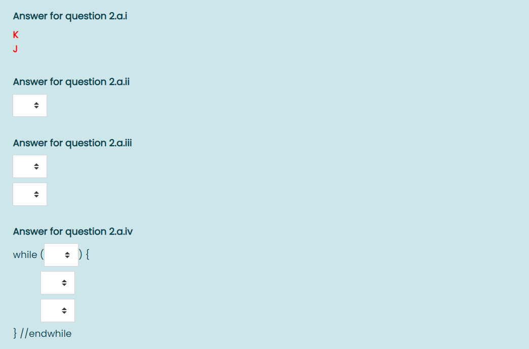 Solved Answer question 2.a.ii to 2.a.v, by write the correct | Chegg.com