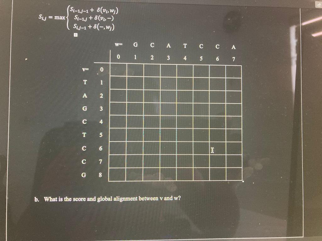 a. Fill out the dynamic programming table for the | Chegg.com