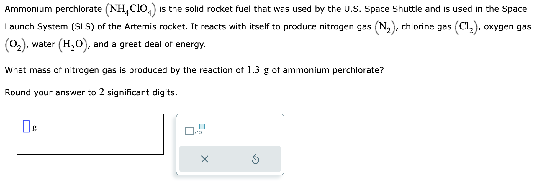 Solved Ammonium perchlorate (NH4ClO4) is the solid rocket