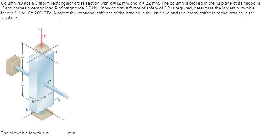 Solved Column AB Has A Uniform Rectangular Cross Section | Chegg.com