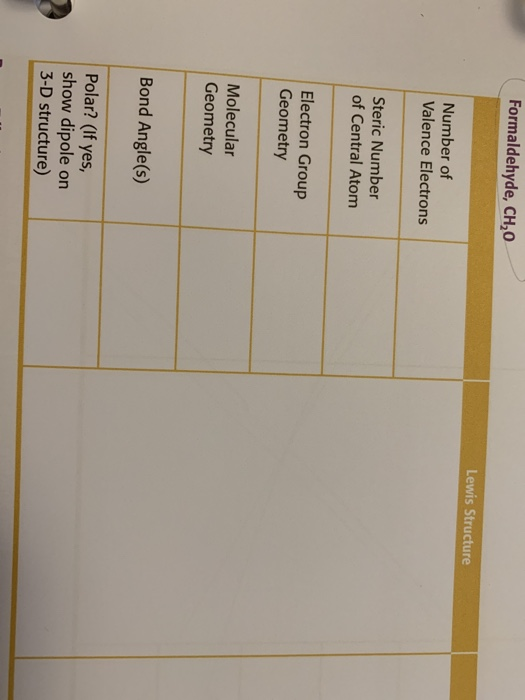 Solved Formaldehyde, CH2O Lewis Structure Number of Valence | Chegg.com