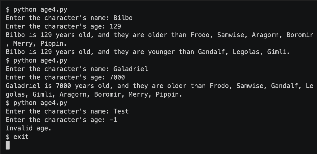 Solved consider a program (in python) that compares the age | Chegg.com