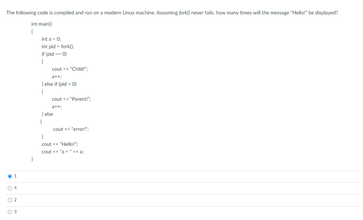 Solved The following code is compiled and run on a modern | Chegg.com