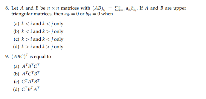 Solved 8. Let A and B be n×n matrices with | Chegg.com
