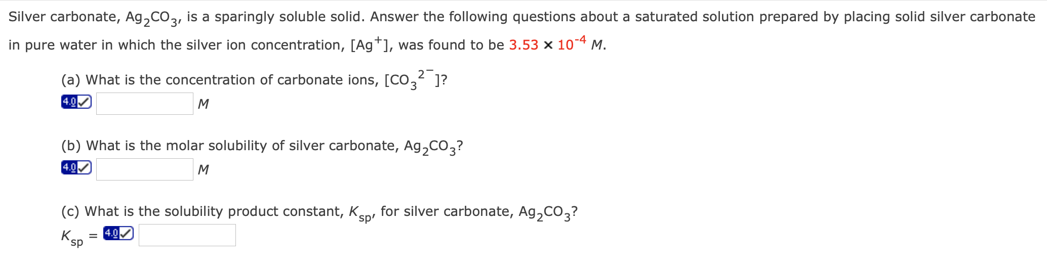 Solved Silver Carbonate Ag2co3 Is A Sparingly Soluble 2185