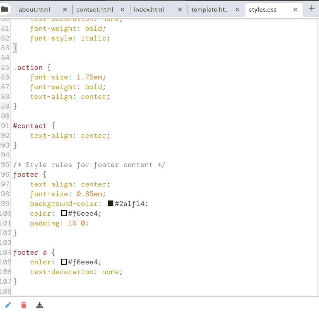 Solved Open the index.html, about.html, contact.html, and | Chegg.com