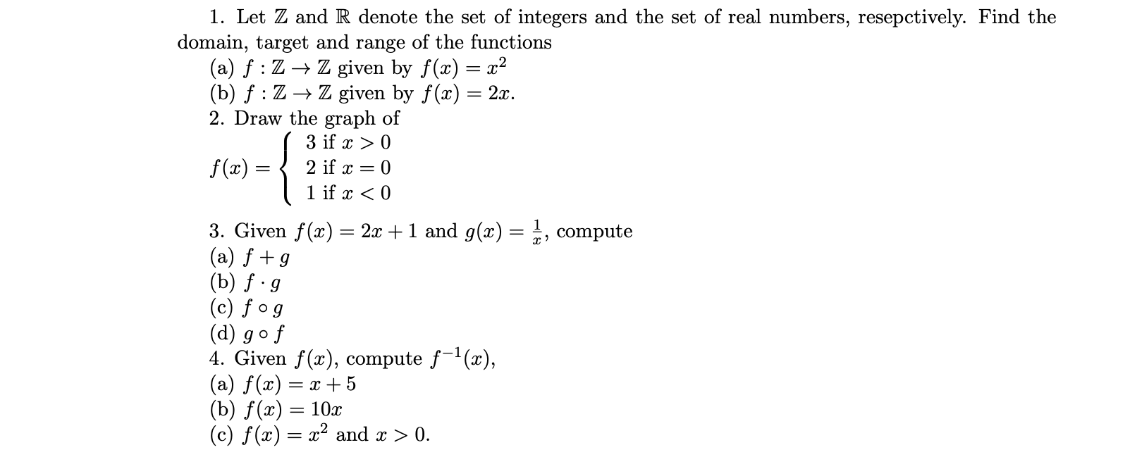 Solved { 1. Let Z and R denote the set of integers and the | Chegg.com