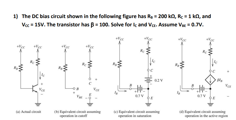 Solved 1) The DC bias circuit shown in the following figure | Chegg.com