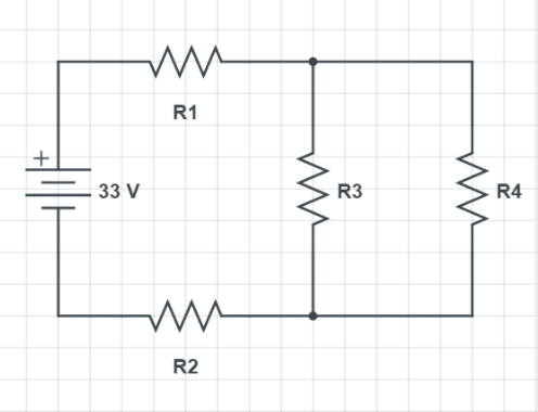 Solved w R1 + w 33 V R3 R4 w W- R2 | Chegg.com