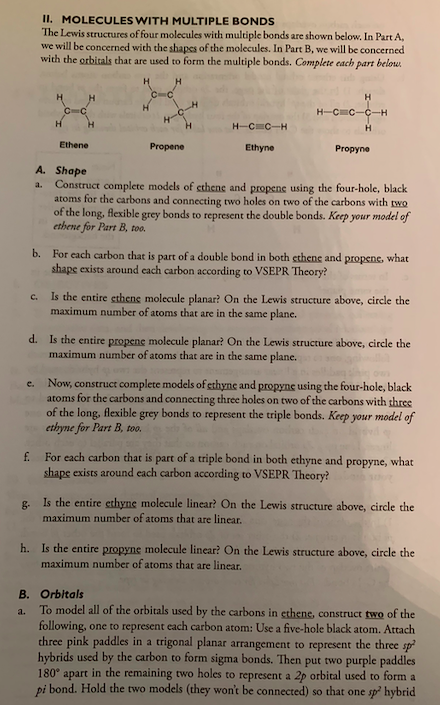 Solved II. MOLECULES WITH MULTIPLE BONDS The Lewis | Chegg.com