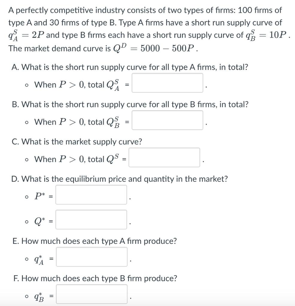 Solved A Perfectly Competitive Industry Consists Of Two | Chegg.com