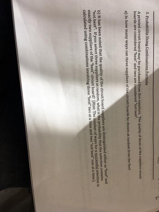 Solved 5 probability using combinations formula a printed chegg