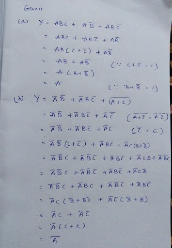 Question Simplify The Following Boolean Equations Using Boolean Theorems Boolean Algebra A Truth Table O Essay Streak