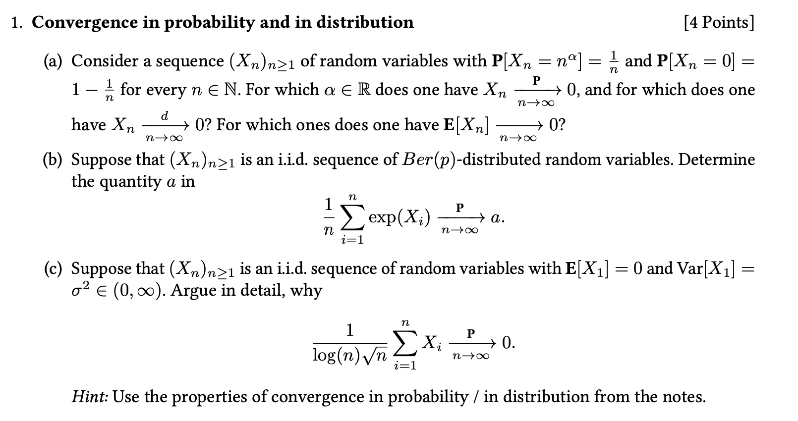 Solved = = 1. Convergence in probability and in distribution | Chegg.com