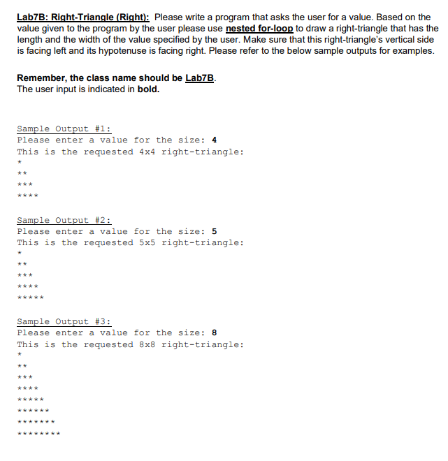 Solved Lab7B: Right-Triangle (Right): Please write a program | Chegg.com