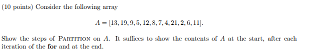 Solved (10 points) Consider the following array | Chegg.com