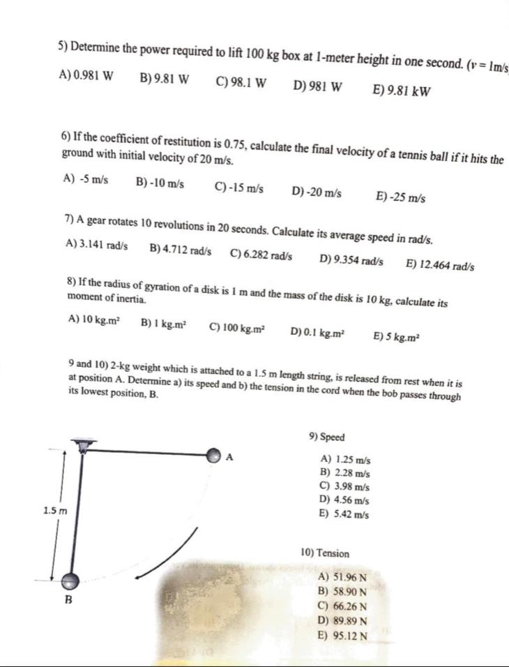 Solved 5) Determine the power required to lift 100 kg box at