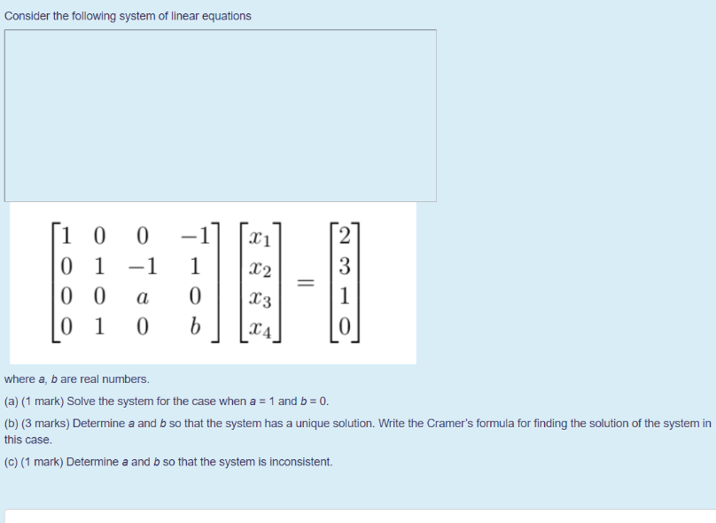 Solved Consider the following system of linear equations CON | Chegg.com