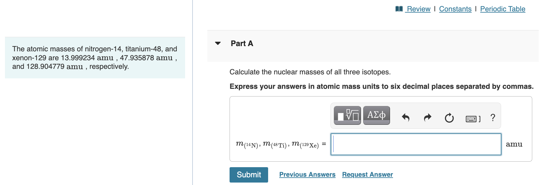 Solved The atomic masses of nitrogen-14, titanium-48, and | Chegg.com