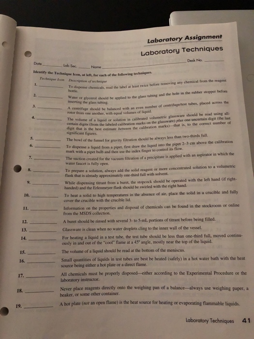 laboratory assignment laboratory techniques answers