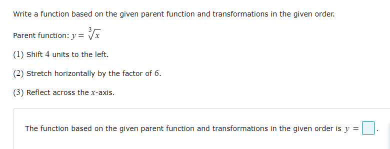 Solved Write a function based on the given parent function | Chegg.com