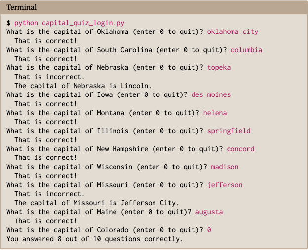 Solved PYTHON HELP - Capital Quiz Promt: Text file | Chegg.com