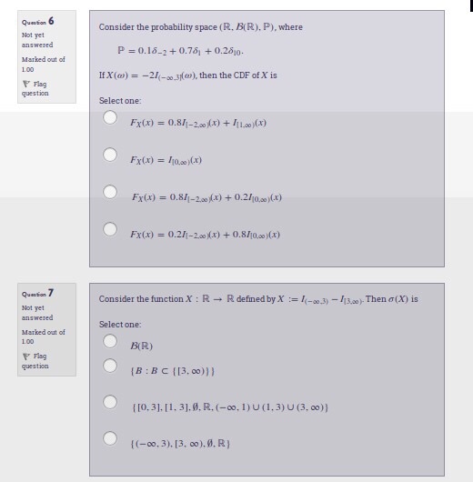 Solved Quason 6 Not yet Consider the probability space (R. | Chegg.com