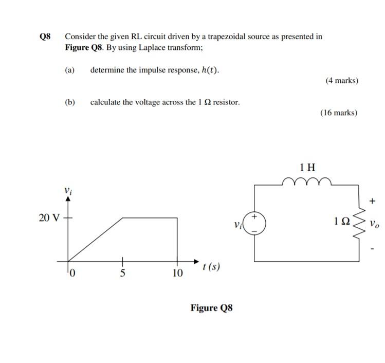 Solved Q8 Consider The Given Rl Circuit Driven By A