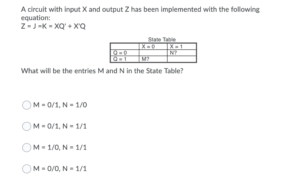 Solved A Circuit With Input X And Output Z Has Been Imple Chegg Com
