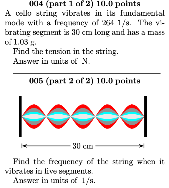 Solved 004 (part 1 Of 2) 10.0 Points A Cello String Vibrates | Chegg.com