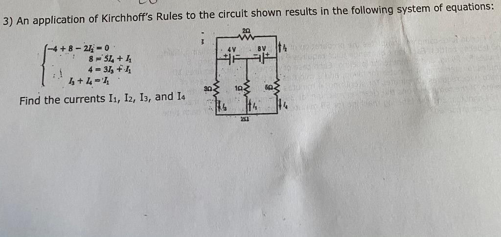 Solved 3) An Application Of Kirchhoff's Rules To The Circuit | Chegg.com