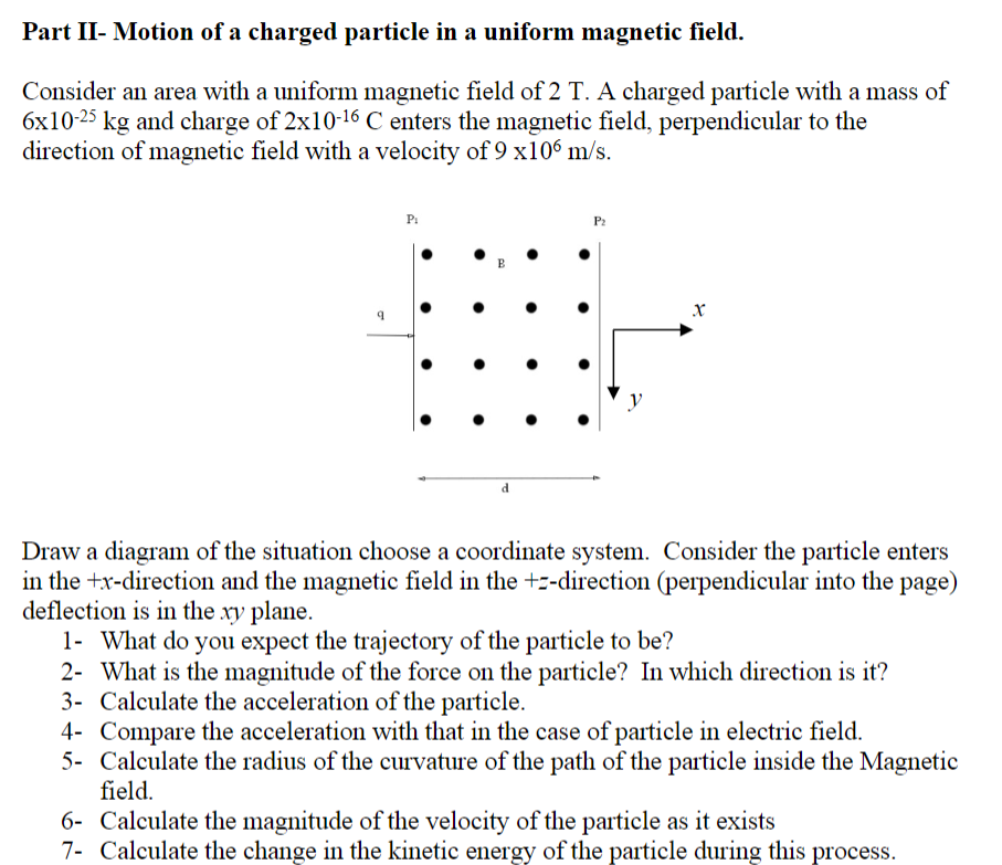 Solved Part II- Motion of a charged particle in a uniform | Chegg.com