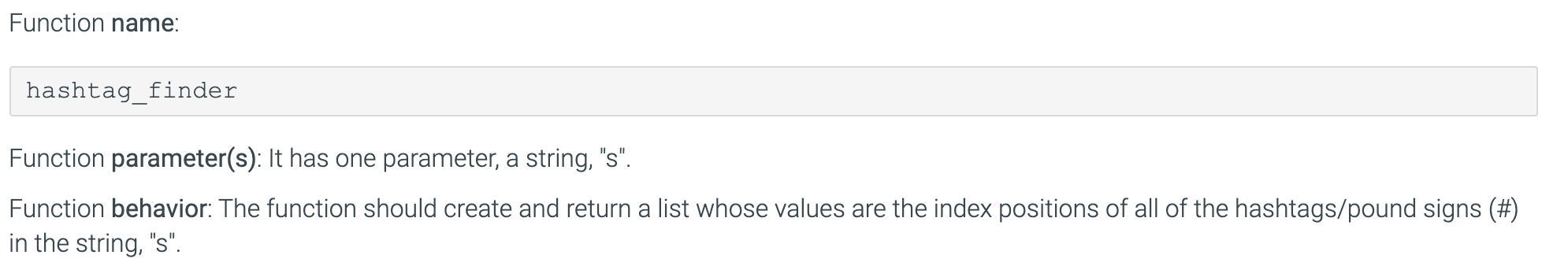 Solved Function name: hashtag_finder Function parameter(s): | Chegg.com