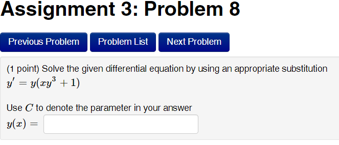 Solved Assignment 3: Problem 8 Previous Problem Problem List | Chegg.com