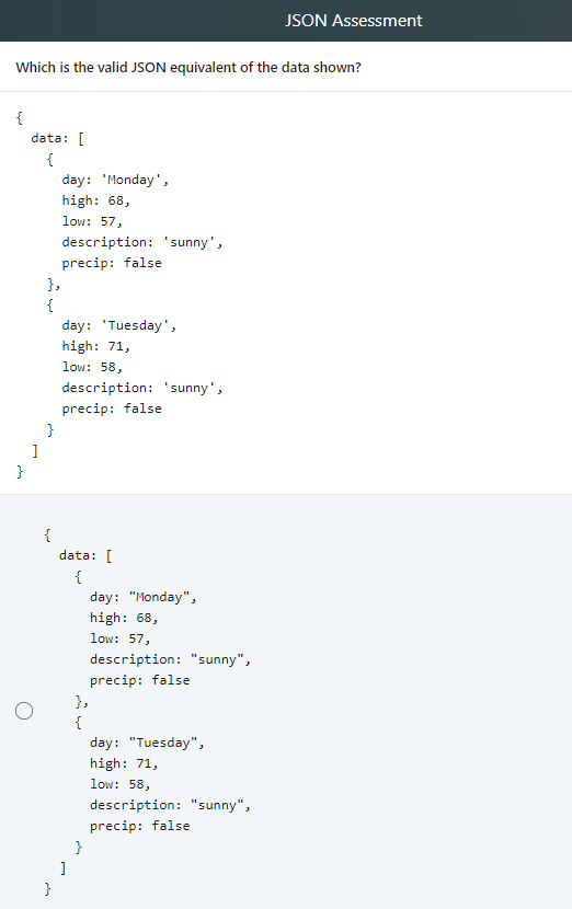  Solved Json Assessment Data Type Encoded Outermost Component Json 