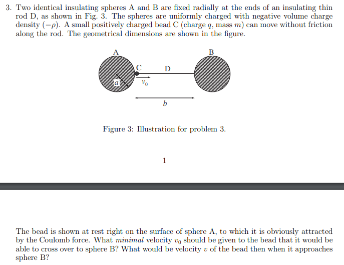 Solved 3. Two Identical Insulating Spheres A And B Are Fixed | Chegg.com