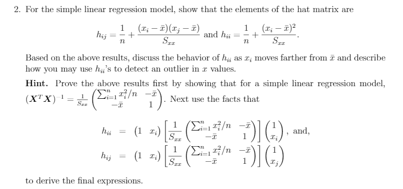 Solved 2. For the simple linear regression model, show that | Chegg.com