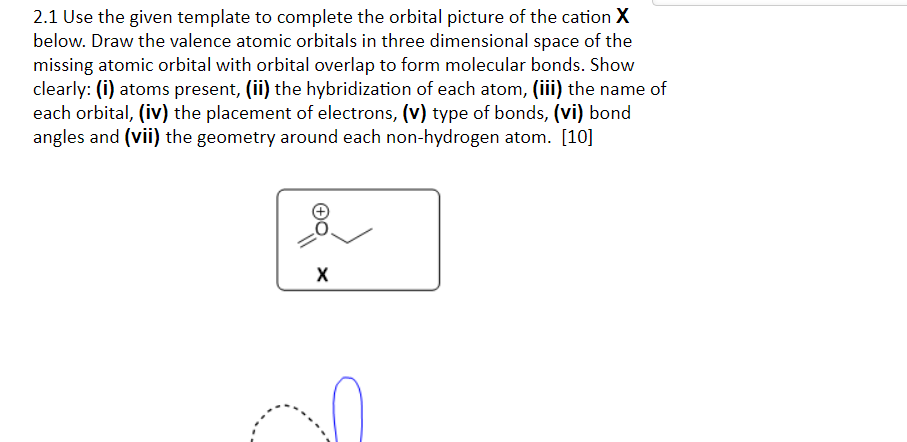 Solved 2.1 Use the given template to complete the orbital | Chegg.com