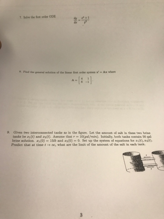 Solved Solve the first order ODE 8. Find the general | Chegg.com