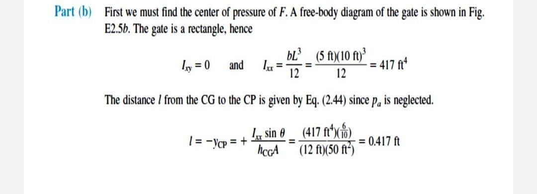 Solved Part (b) First we must find the center of pressure of | Chegg.com