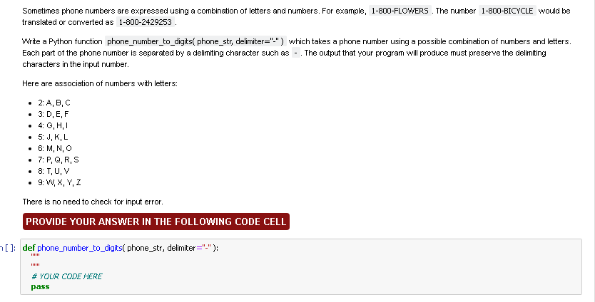 Solved Sometimes phone numbers are expressed using a | Chegg.com