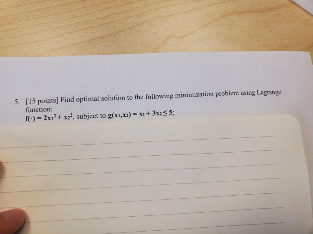 Solved Find optimal solution to the following minimization | Chegg.com