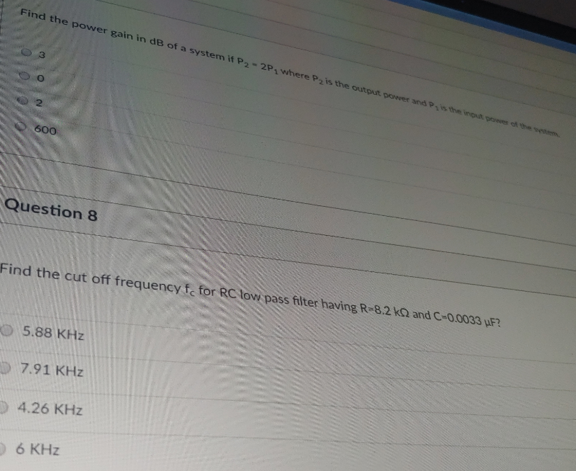 Solved Find the power gain in dB of a system if P2 - 2P, | Chegg.com
