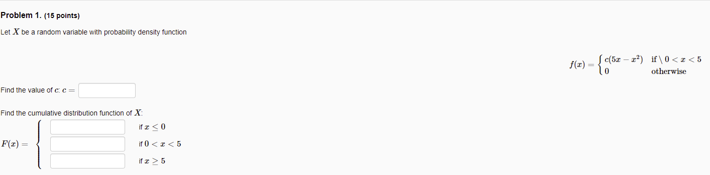Solved Problem 1. (15 points) Let X be a random variable | Chegg.com