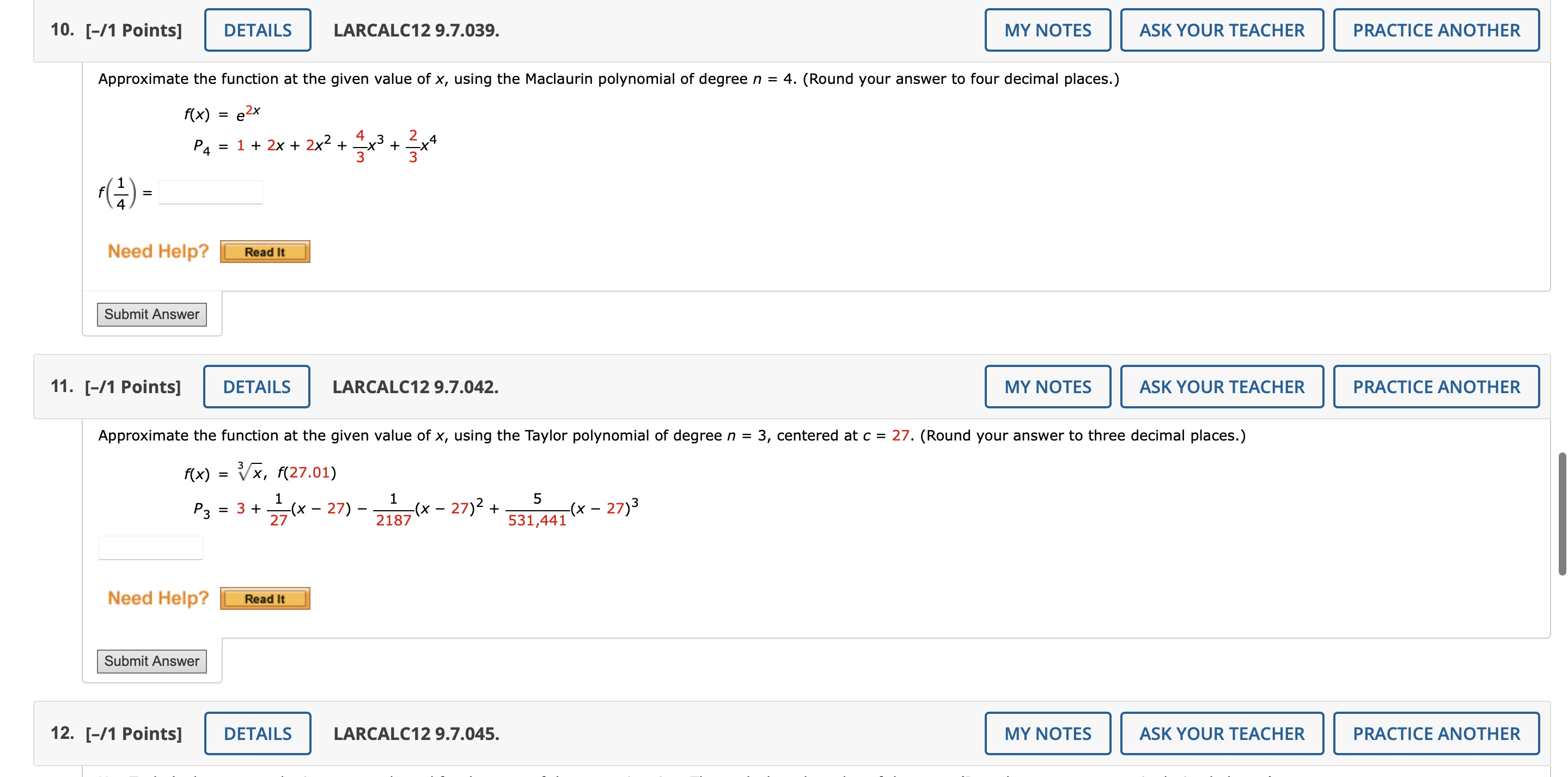 Solved te the function at the given value of x, using the | Chegg.com