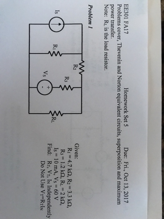 Solved Problem 5 Given: Using the Thevenin equivalent | Chegg.com