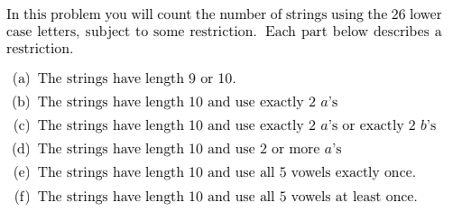 Solved In this problem you will count the number of strings | Chegg.com