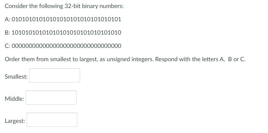 Solved Consider the following 32-bit binary numbers: A: | Chegg.com