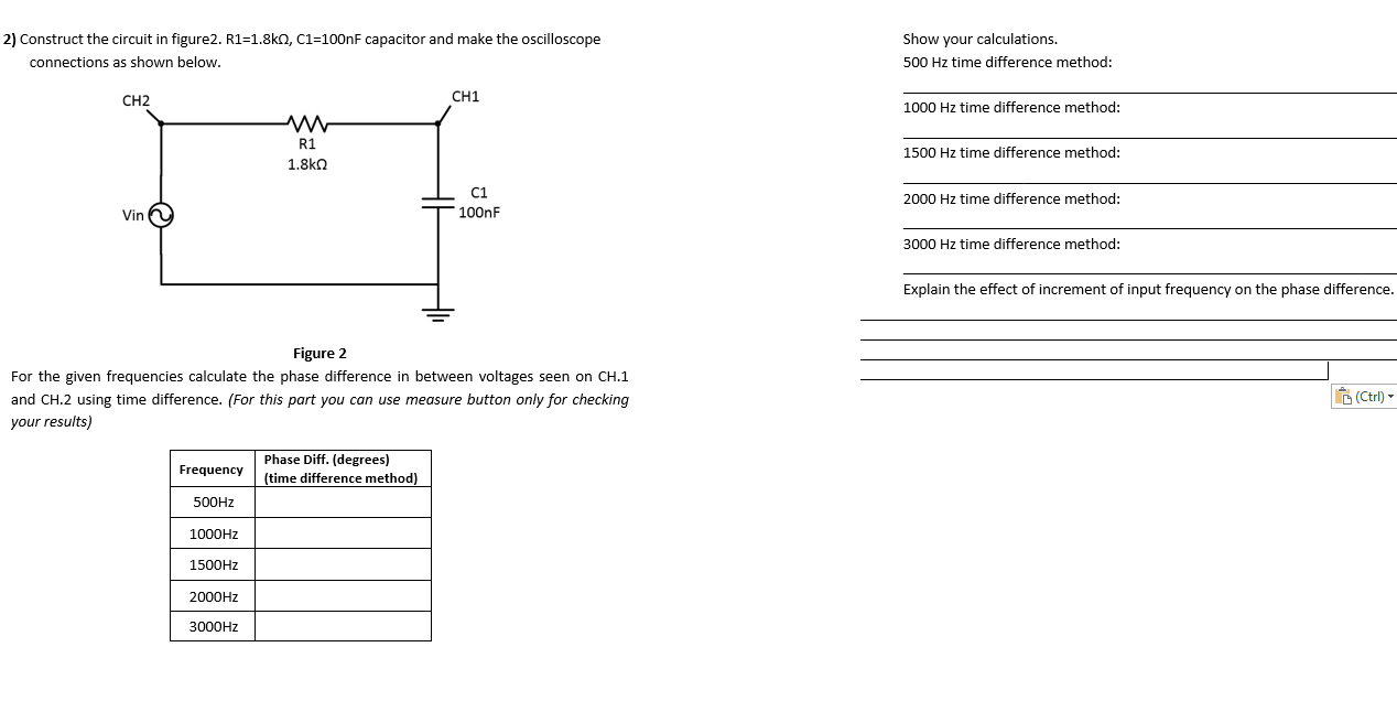 Solved 2) Construct the circuit in figure2. R1=1.8k1, | Chegg.com