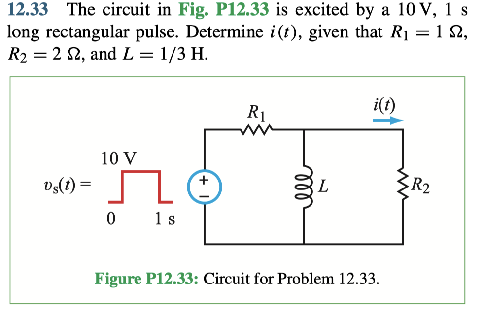 Solved 12.33 The circuit in Fig. P12.33 is excited by a 10 | Chegg.com